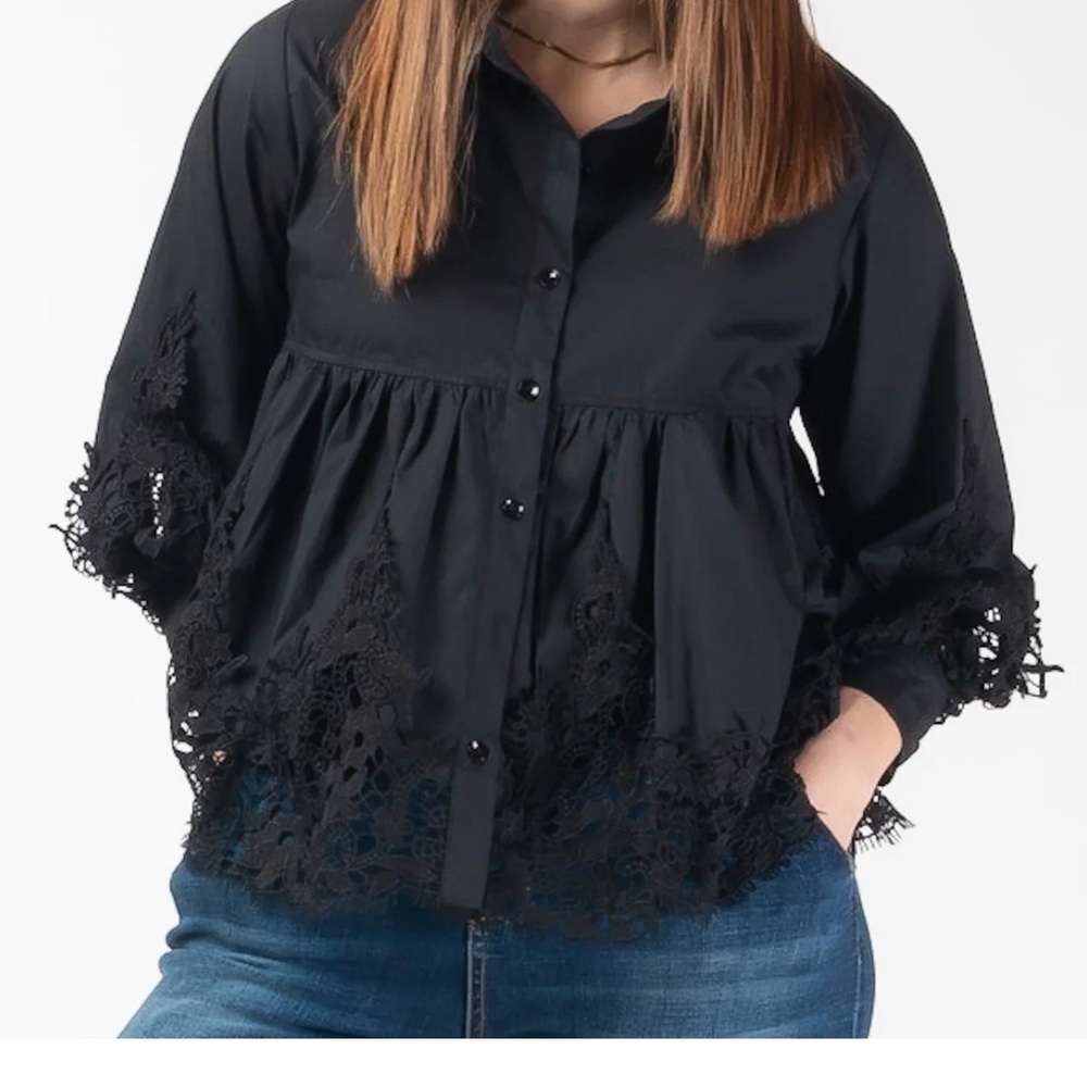 Choklate Paris Adelyn Anglaise Black Lace Blouse